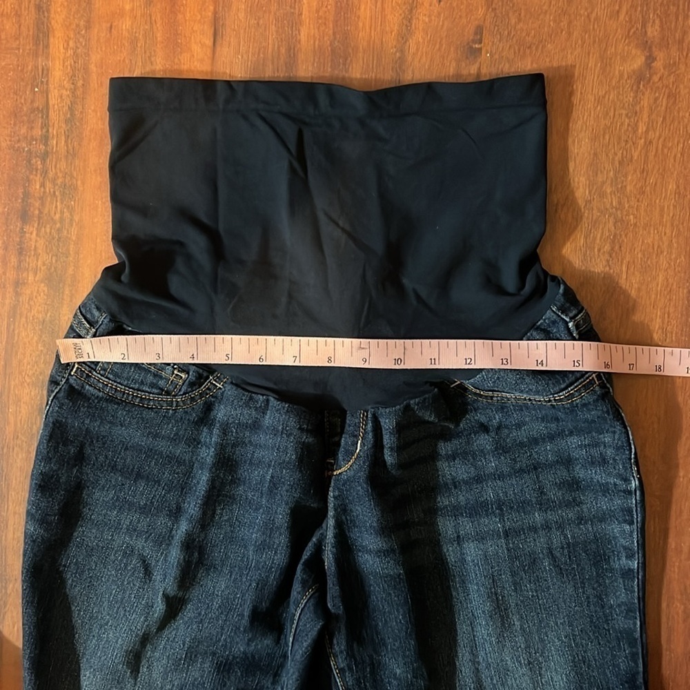 Indigo Blue Maternity Jeans size PM dark wash full panel 27’ inseam pregnancy - Picture 3 of 10